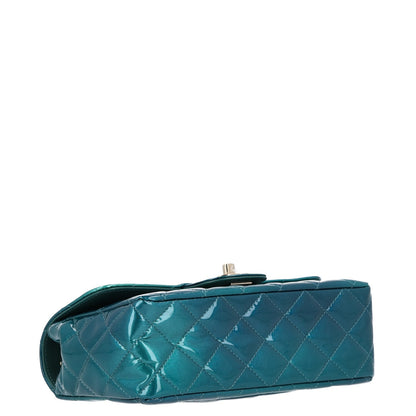 Chanel Shaded Patent Calfskin Quilted Mini Rectangular Flap Green Blue 5 of 11