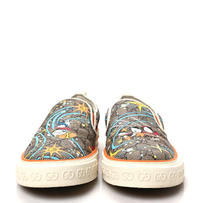 Gucci X DISNEY GG Supreme Monogram Donald Duck Mens 1977 Tennis Slip On Sneakers 9 Beige Ebony Mystic White Deep Orange 2 of 8