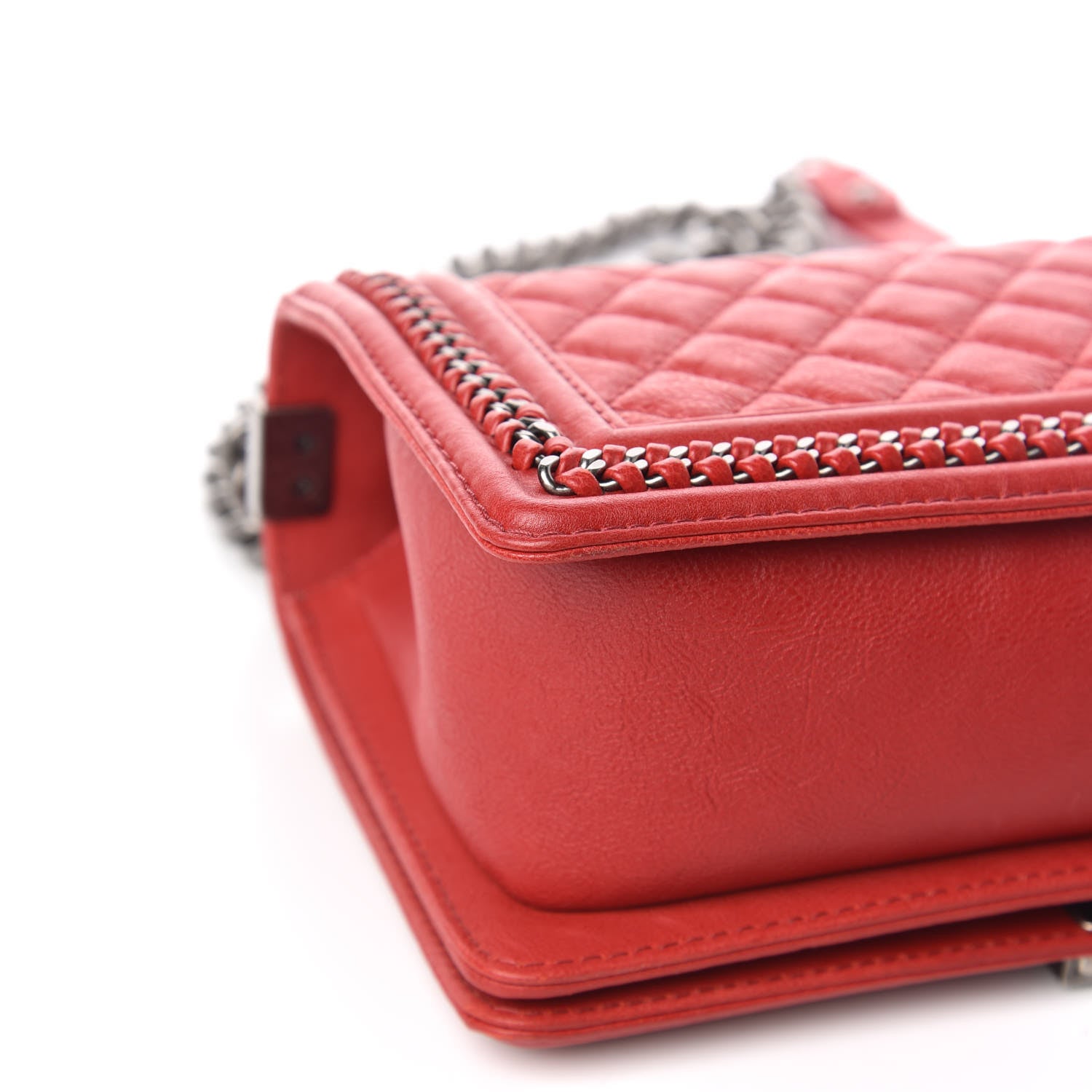 Chanel Calfskin Quilted Medium Top Handle Boy Flap Red 12 of 13