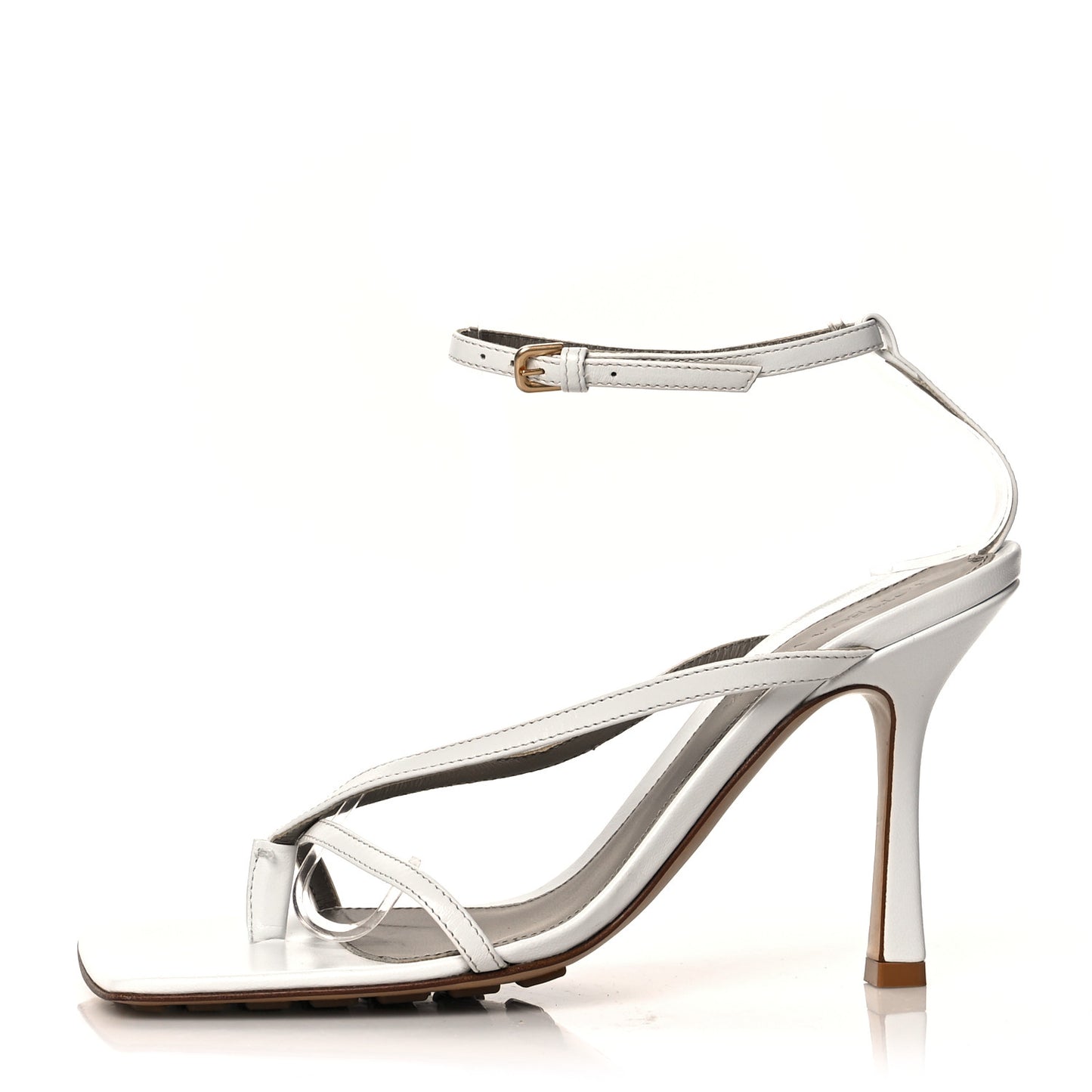 Lambskin Stretch Multi Strap 90mm Sandals 37 Optic White