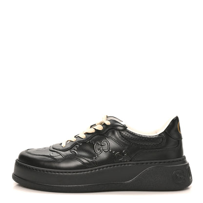 Gucci Calfskin GG Tennis Embossed Perforated Mens Interlocking G 55mm Sneakers 11.5 Black 1 of 10