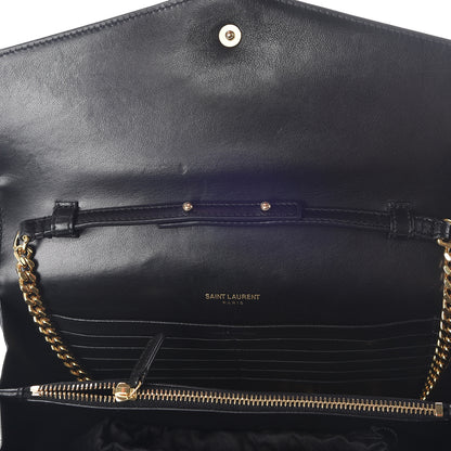 Saint Laurent Lambskin Matelasse Chevron Monogram Sulpice Chain Wallet Black 9 of 9