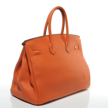 Hermes Taurillon Clemence Birkin 35 Orange 3 of 7