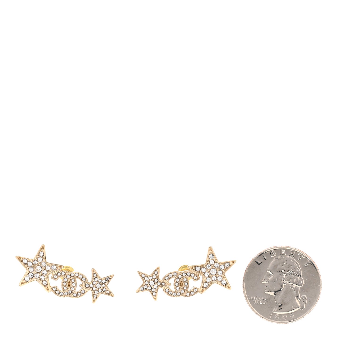Crystal Star CC Earrings Gold