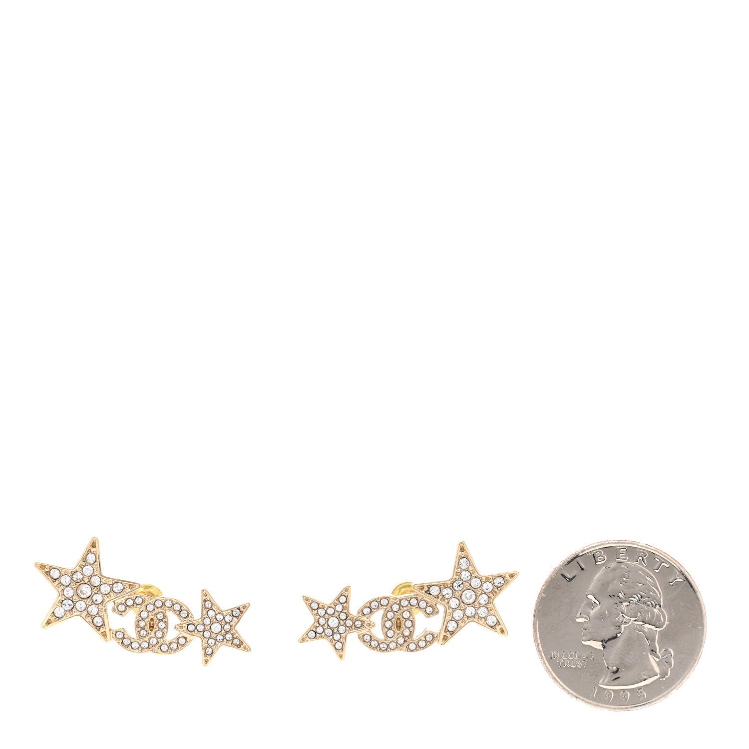 Chanel Crystal Star CC Earrings Gold 2 of 5