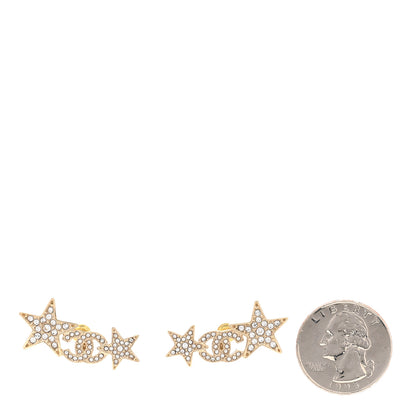 Chanel Crystal Star CC Earrings Gold 2 of 5