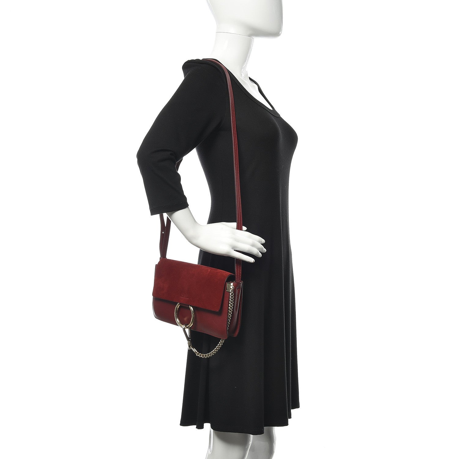 Chloe Suede Calfskin Small Faye Shoulder Bag Plum Purple 2 of 13