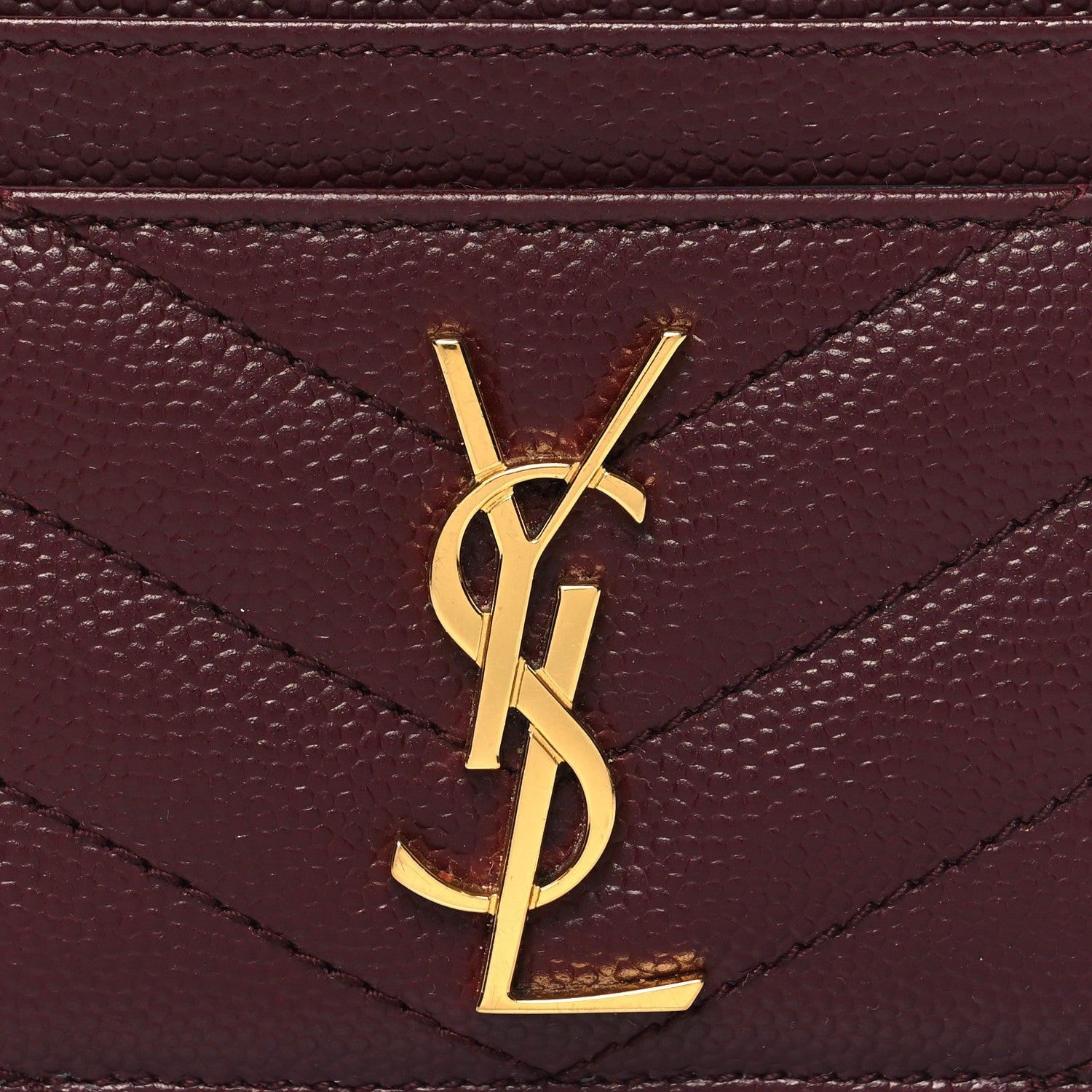 Saint Laurent Grain De Poudre Matelasse Chevron Cassandre Credit Card Case Rouge Legion 8 of 11