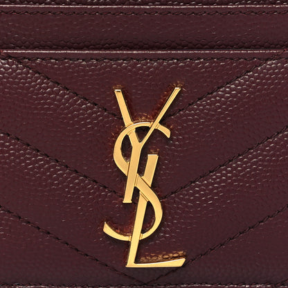 Saint Laurent Grain De Poudre Matelasse Chevron Cassandre Credit Card Case Rouge Legion 8 of 11