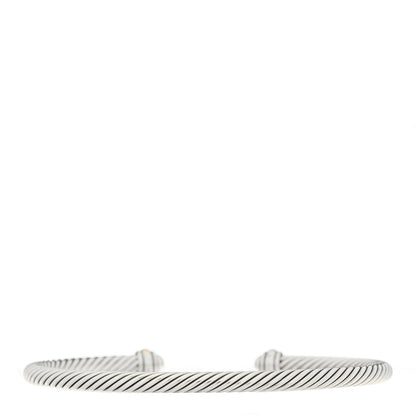 David Yurman Sterling Silver 18K Yellow Gold 4mm Cable Classics Bracelet 2 of 3
