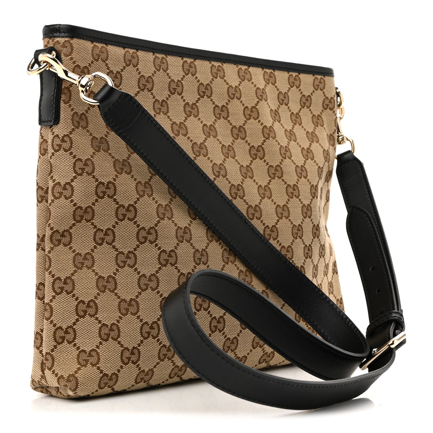 GG Monogram Web Flat Messenger Bag Black