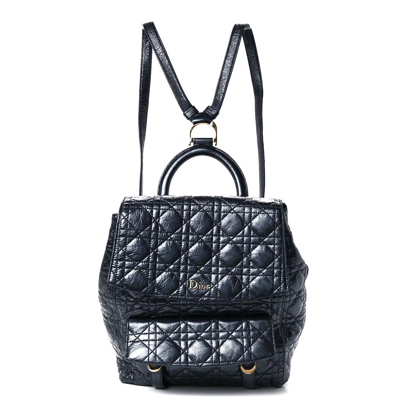 Ceramic Effect Deerskin Cannage Large Stardust Backpack Navy Blue