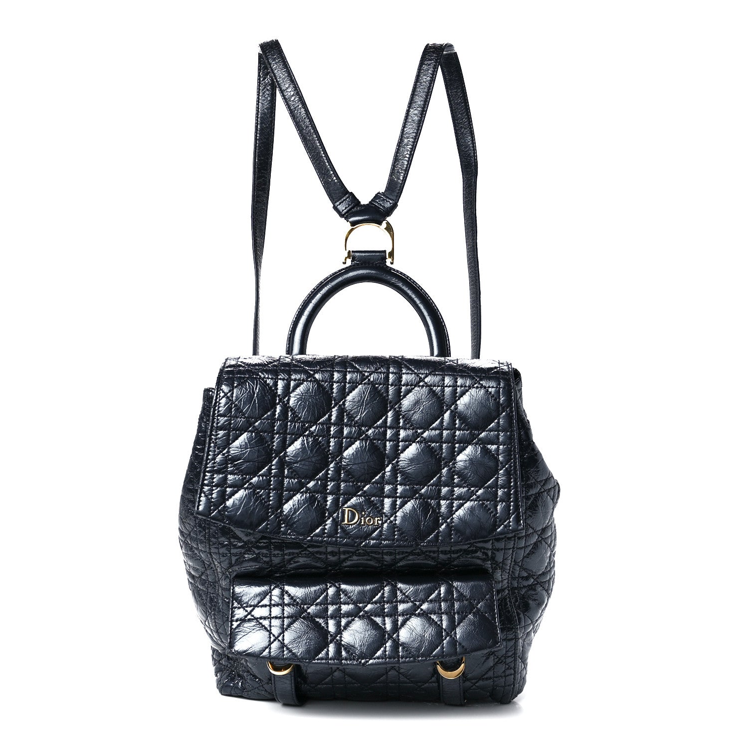 Christian Dior Ceramic Effect Deerskin Cannage Large Stardust Backpack Navy Blue 1 of 10