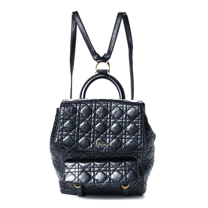 Christian Dior Ceramic Effect Deerskin Cannage Large Stardust Backpack Navy Blue 1 of 10