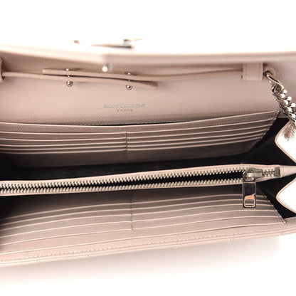 Saint Laurent Grain De Poudre Matelasse Chevron Monogram Chain Wallet Washed Light Pink 5 of 9