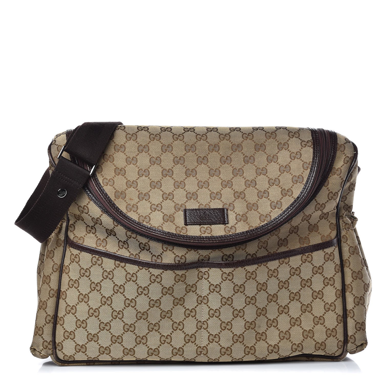 Gucci Monogram Natural Pigskin Large Diaper Bag Beige Ebony Cocoa Dark Chocolate 1 of 18