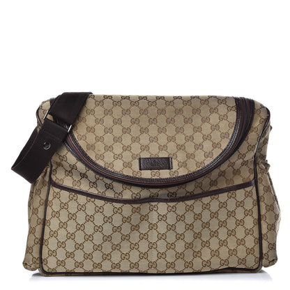 Gucci Monogram Natural Pigskin Large Diaper Bag Beige Ebony Cocoa Dark Chocolate 1 of 18