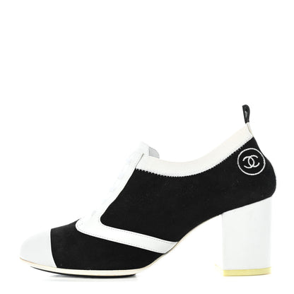 Chanel Velvet Lace Up Short Boots 37.5 Black 1 of 8