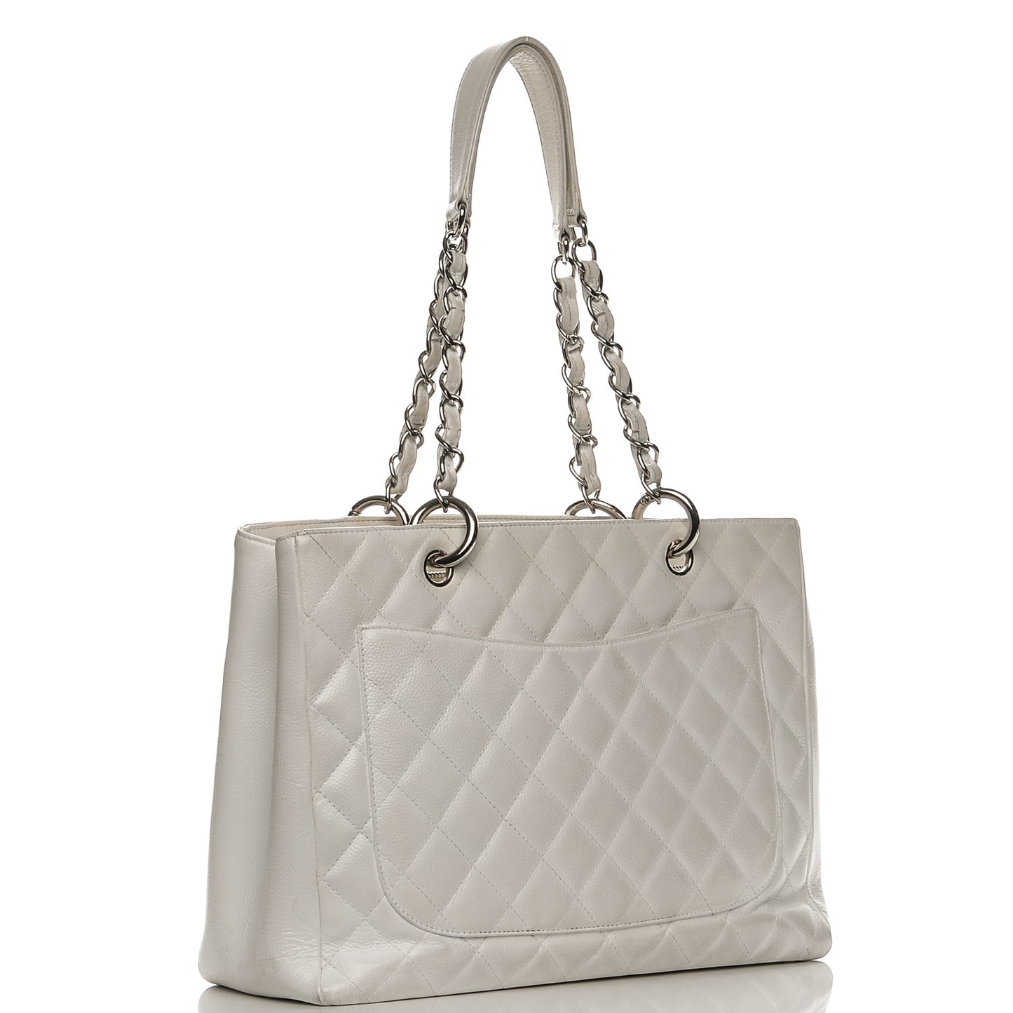 Caviar Quilted Grand Shopping Tote GST White