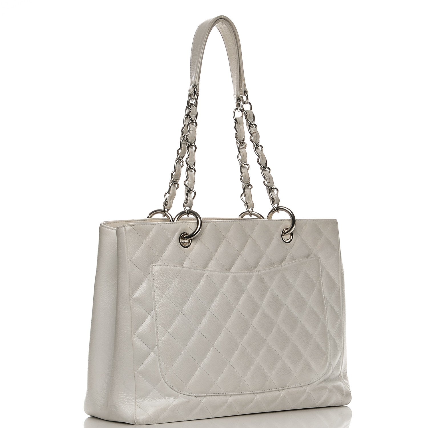 Chanel Caviar Quilted Grand Shopping Tote GST White 3 of 19