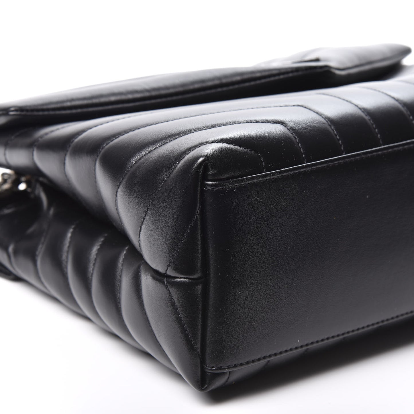 Calfskin Y Quilted Monogram Medium Loulou Chain Satchel Black