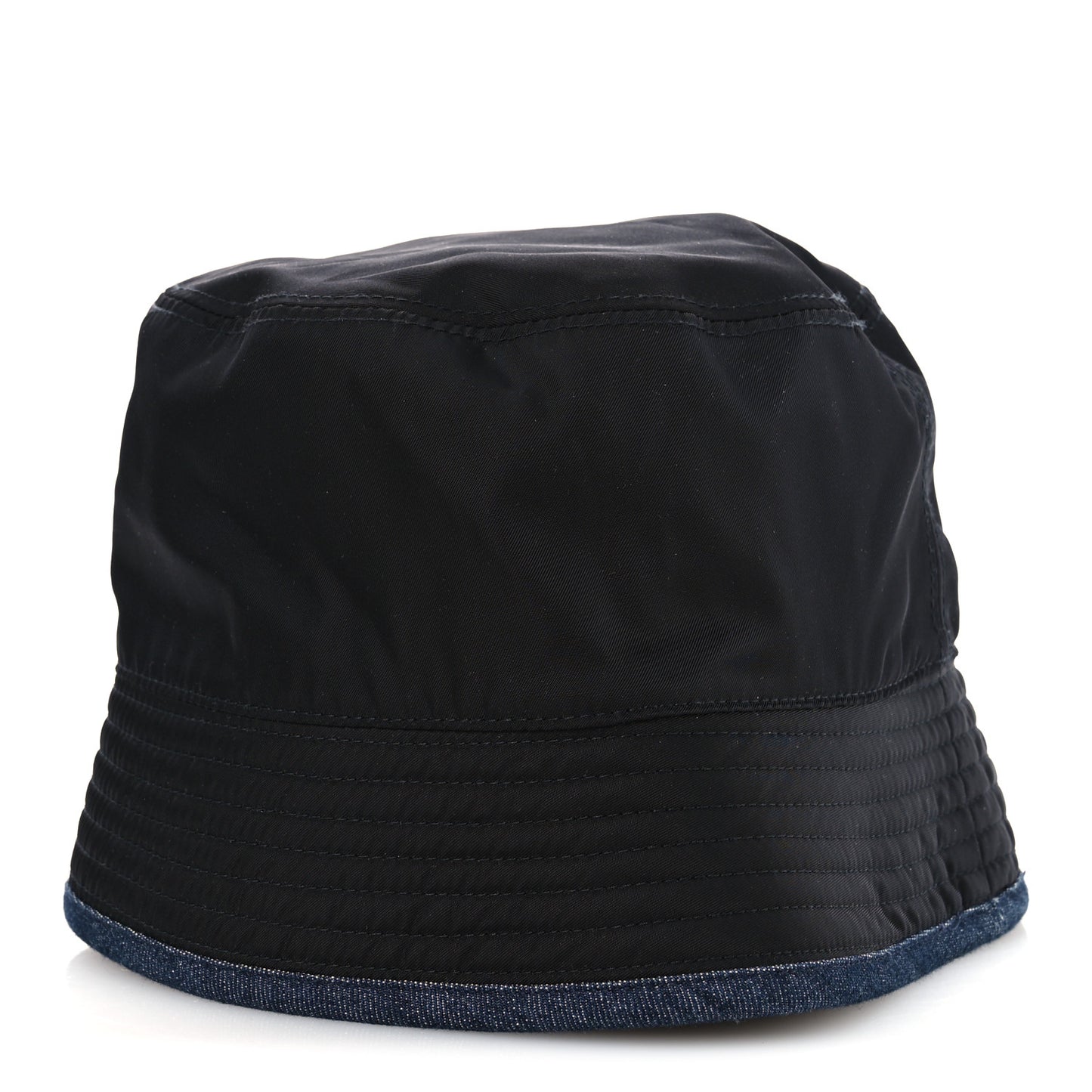 Nylon Denim Metal Triangle Logo Bucket Hat S Black