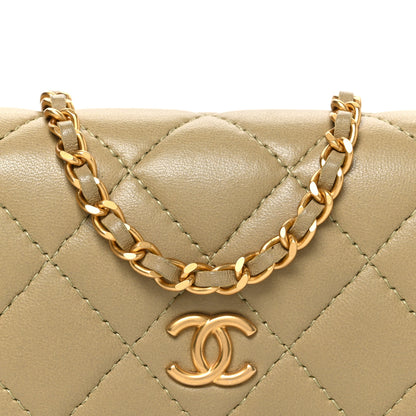 Chanel Lambskin Enamel Quilted Coco Hearts Clutch With Chain Light Green 9 of 11