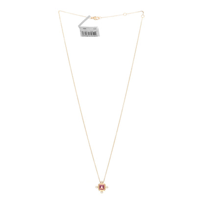 David Yurman 18K Yellow Gold Diamond Pink Tourmaline Novella Pendant Necklace 2 of 4