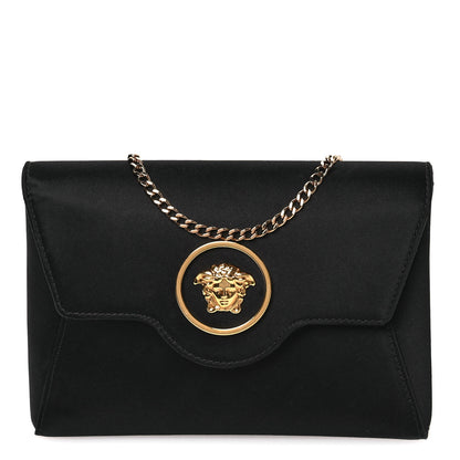 Versace Satin La Medusa Envelope Clutch Black 1 of 10