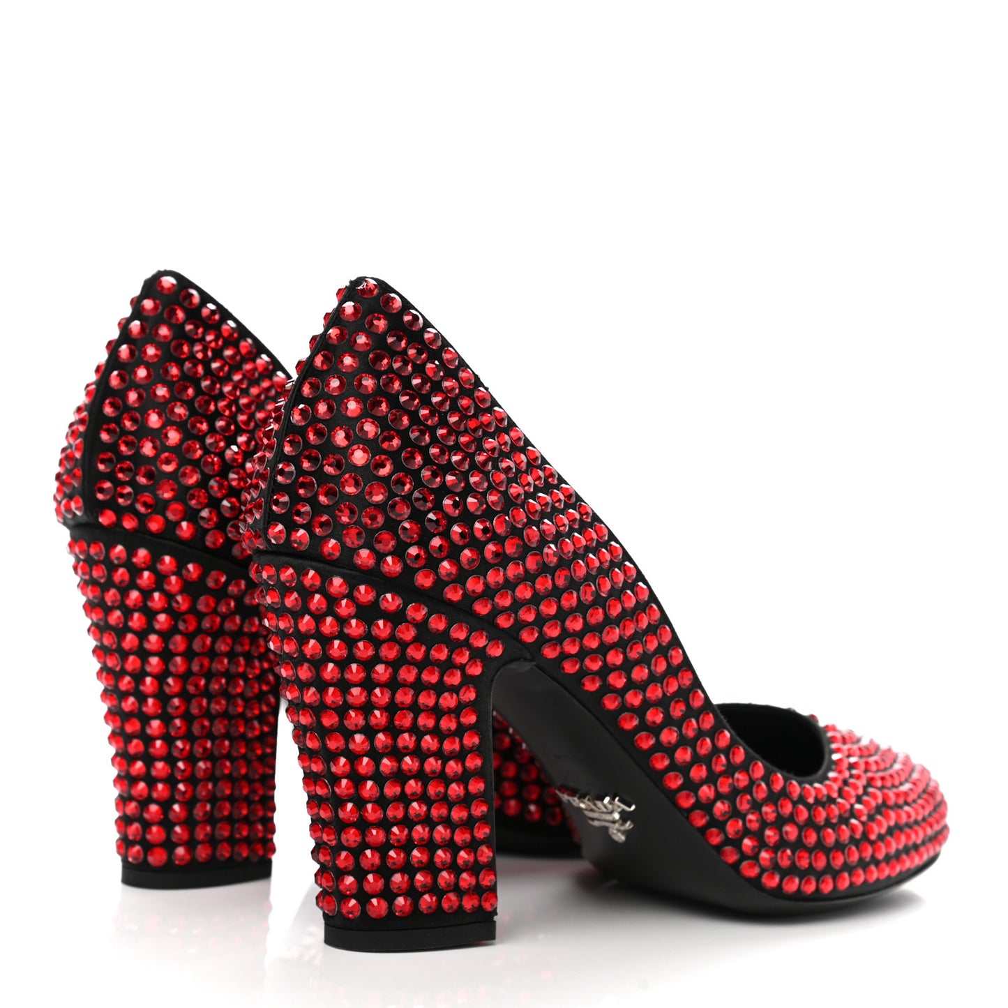 Satin Crystal 85mm Pumps 38.5 Rubino