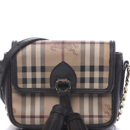 Burberry Haymarket Check Mini Tassel Crossbody Bag Chocolate 14 of 14