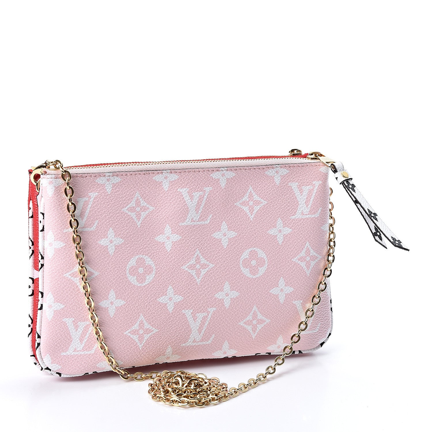 Louis Vuitton Monogram Giant Double Zip Pochette Rouge 2 of 8