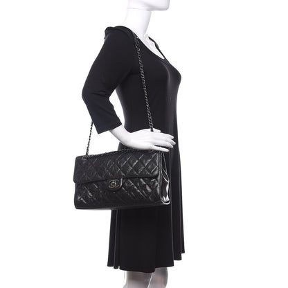 Chanel Crumpled Grained Calfskin Jumbo CC Crave Flap Black 2 of 10