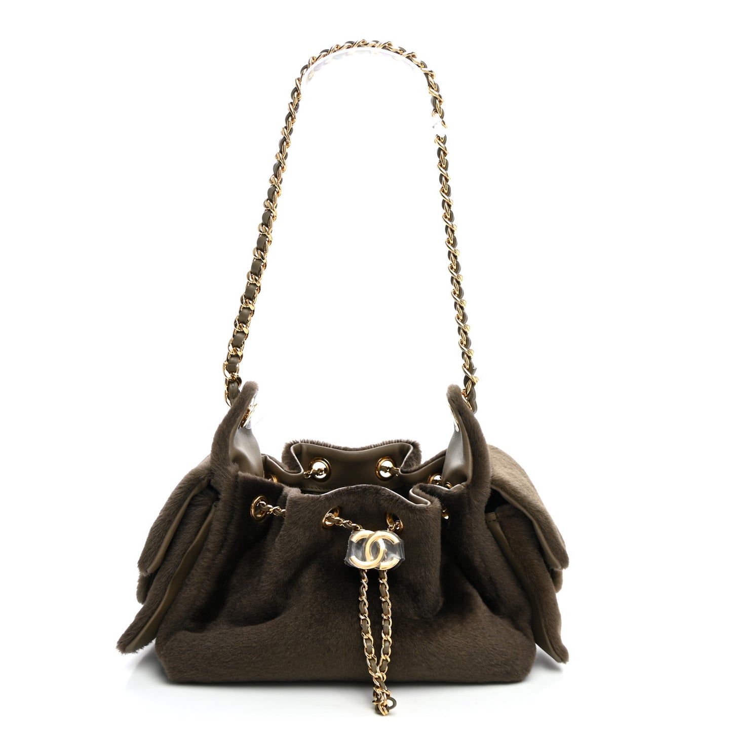 Pony Hair Mini Chanel 25 Handbag Dark Khaki