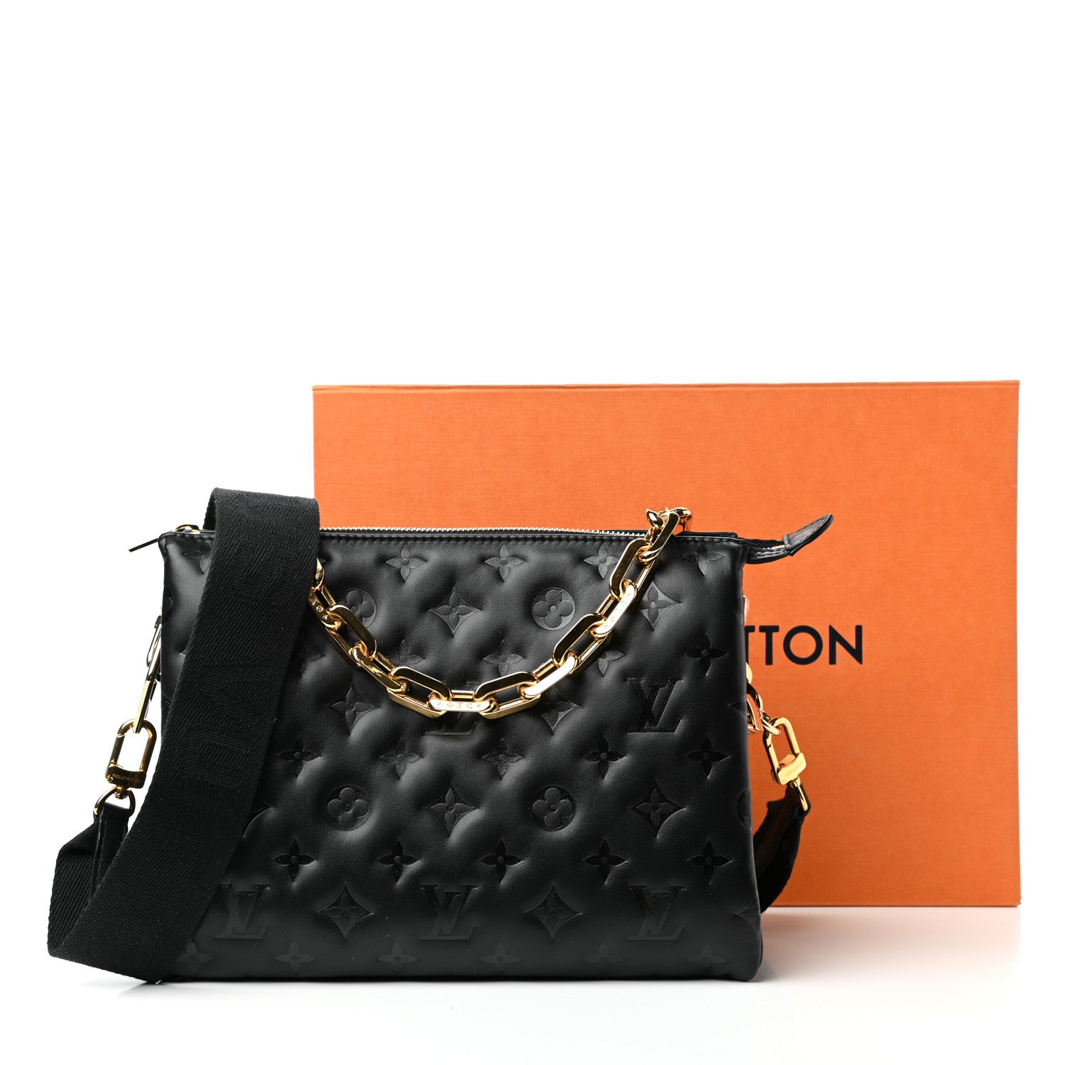 Louis Vuitton Lambskin Embossed Monogram Coussin PM Black 10 of 10