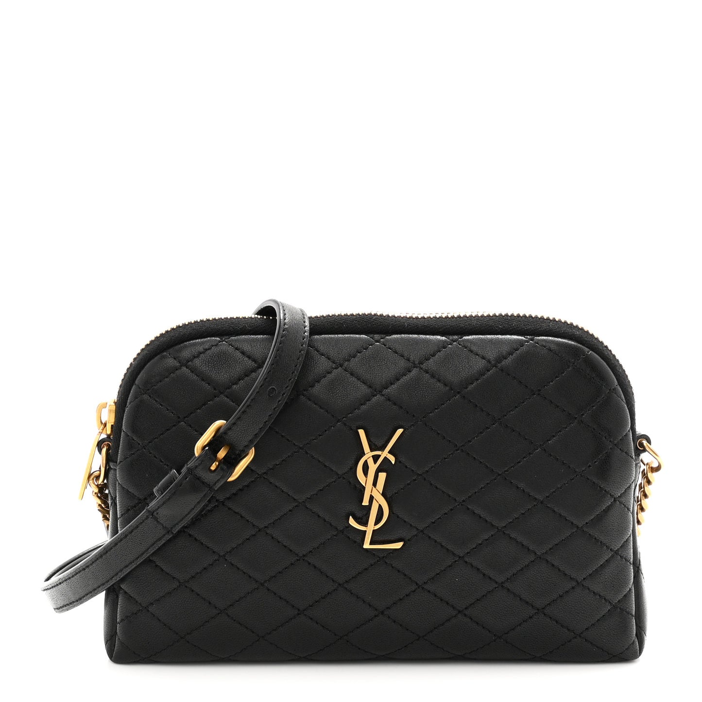 Lambskin Quilted Gaby Zipped Pouch Black