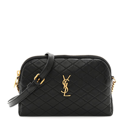 Saint Laurent Lambskin Quilted Gaby Zipped Pouch Black 1 of 10