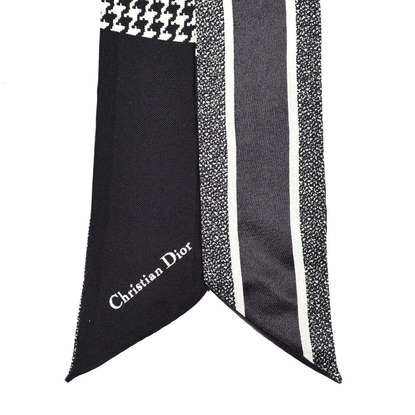 Silk Mitzah Scarf Black White