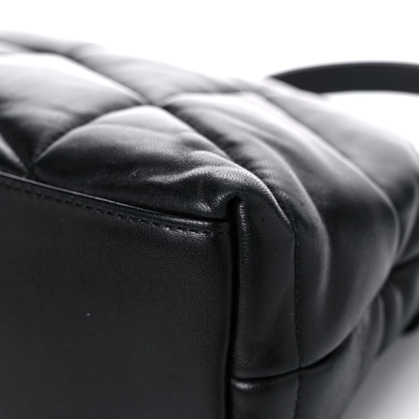 Lambskin Quilted Small Loulou Puffer Monogram Chain Satchel Black