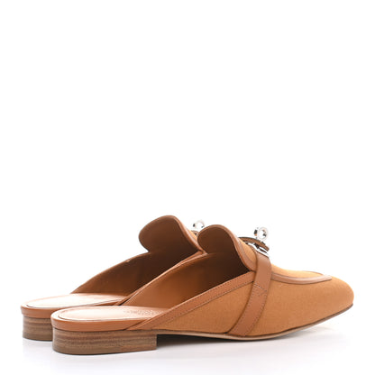 Hermes Cotton Canvas Calfskin Oz Mules 37 Naturel Beige Dore 4 of 8