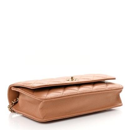 Chanel Caviar Quilted CC Turnlock Wallet On Chain WOC Brown 4 of 12