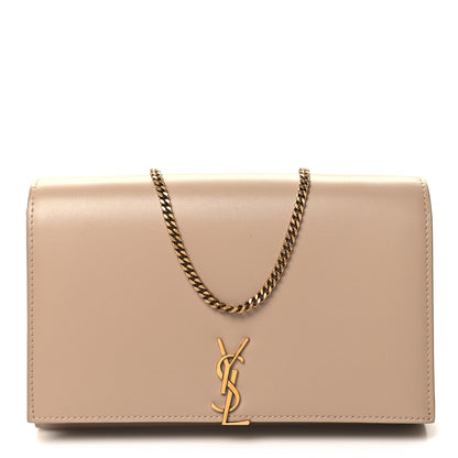 Saint Laurent Glossy Calfskin Monogram Chain Wallet Dark Beige 1 of 10