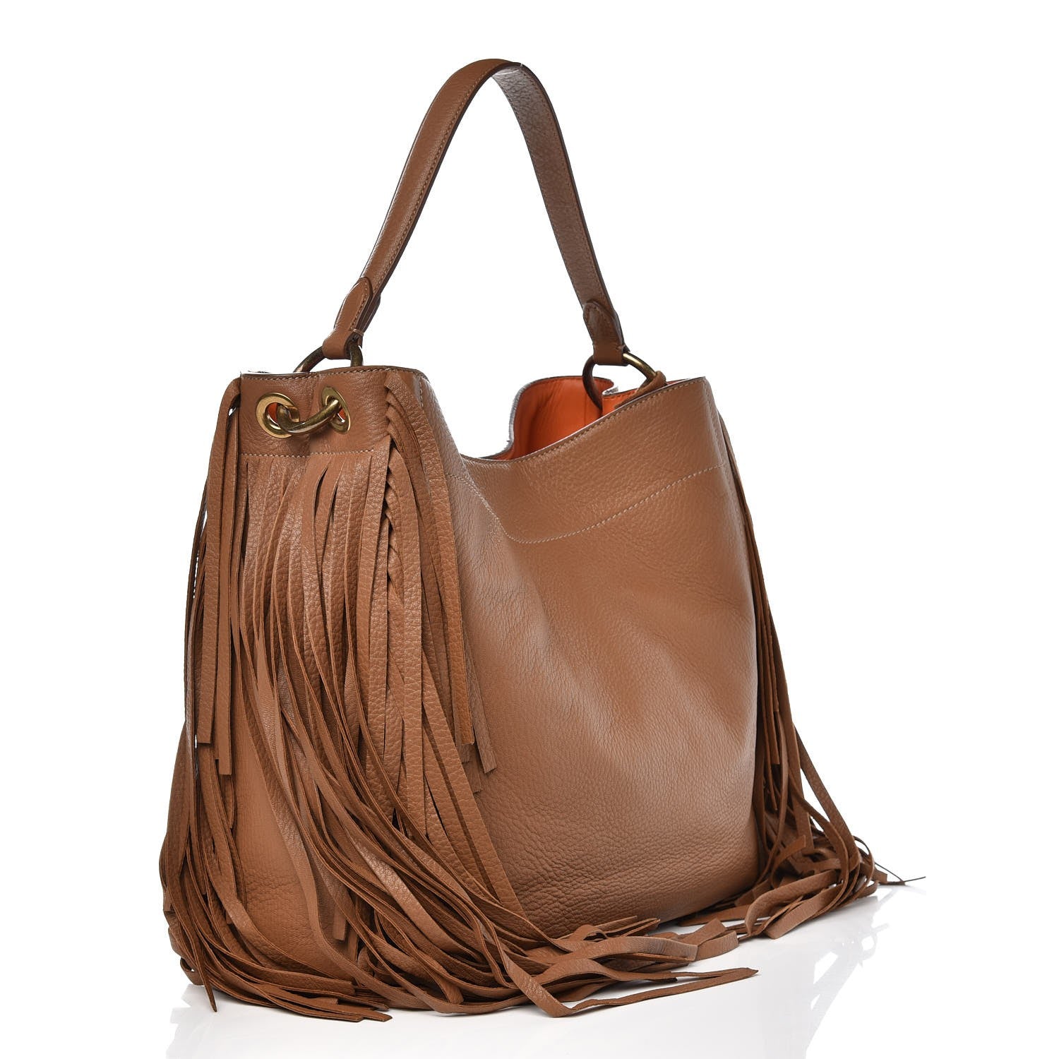 Prada Cervo Deerskin Fringe Hobo Cammello 3 of 9