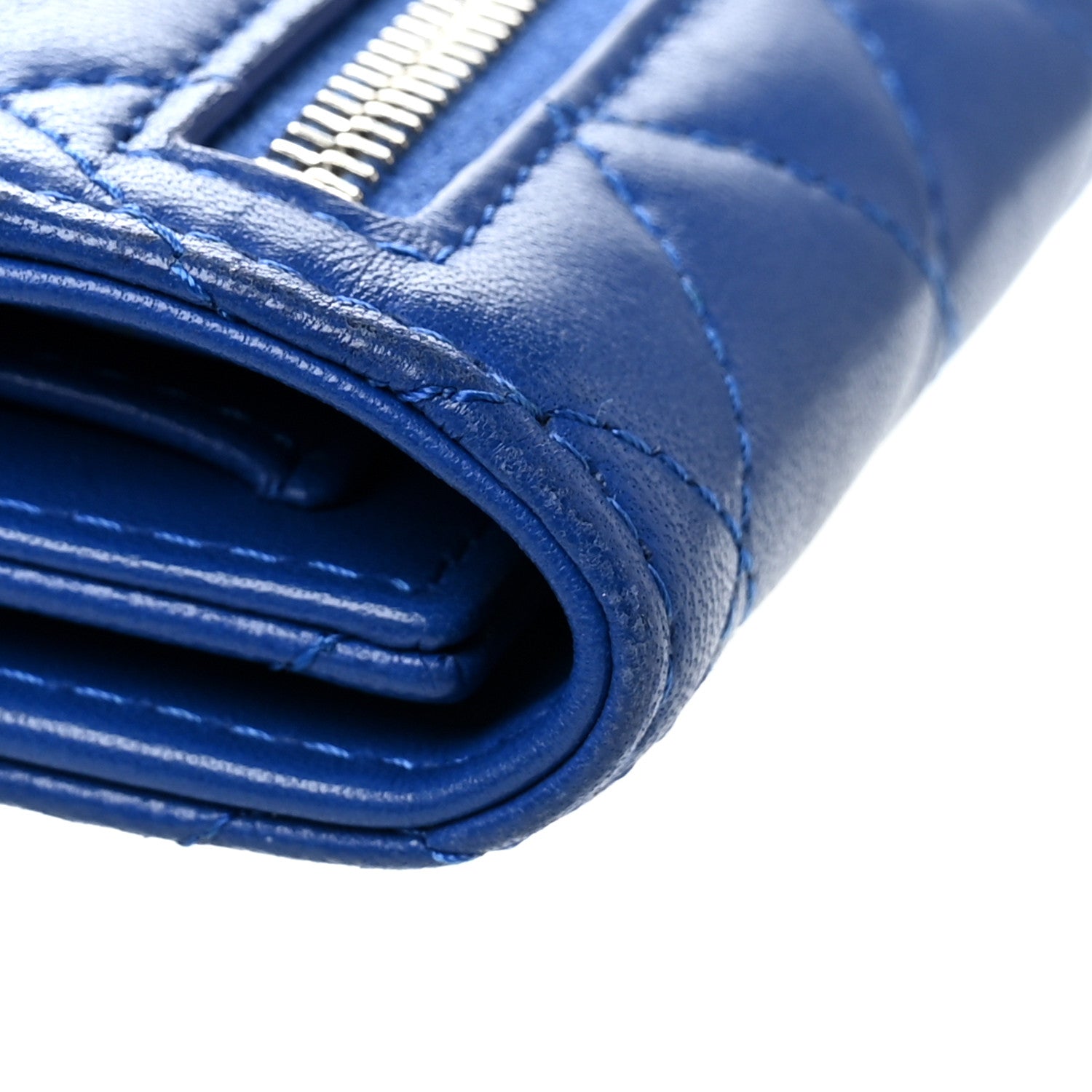 Chanel Lambskin Quilted Compact Flap Wallet Royal Blue 11 of 13