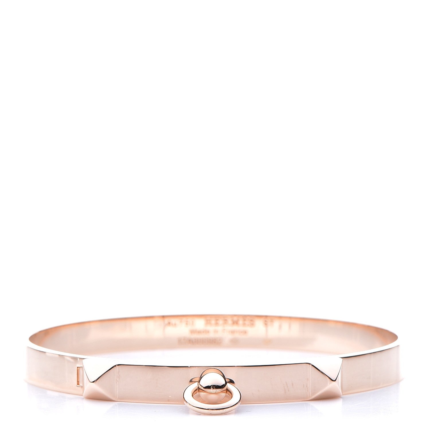 Hermes 18K Rose Gold PM Collier De Chien Bracelet ST 1 of 5
