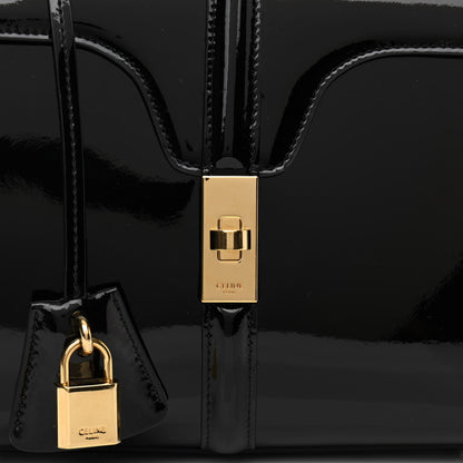 Celine Patent Calfskin Small 16 Top Handle Bag Black 7 of 9
