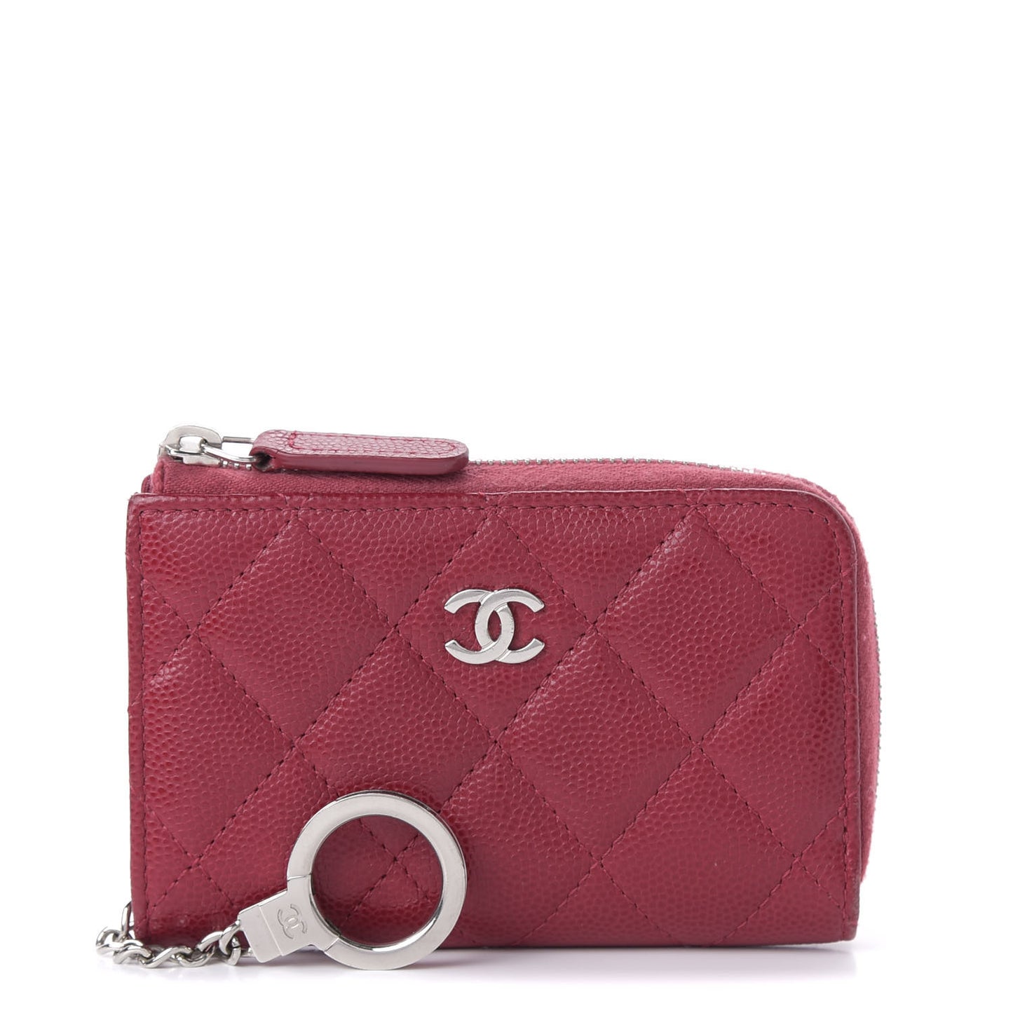 Caviar Quilted Key Holder Case Red