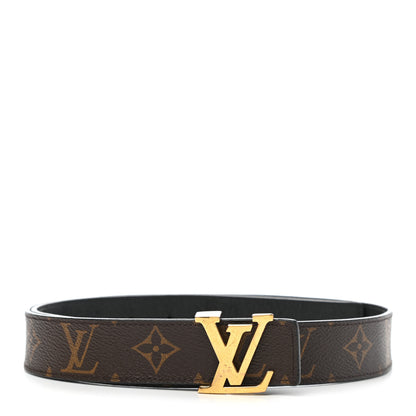 Louis Vuitton Calfskin Monogram 30mm LV Initiales Reversible Belt 85 34 Black 2 of 7