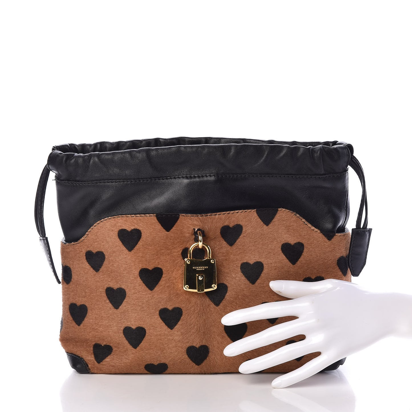 Calf Hair Heart Print Little Crush Dark Camel Black