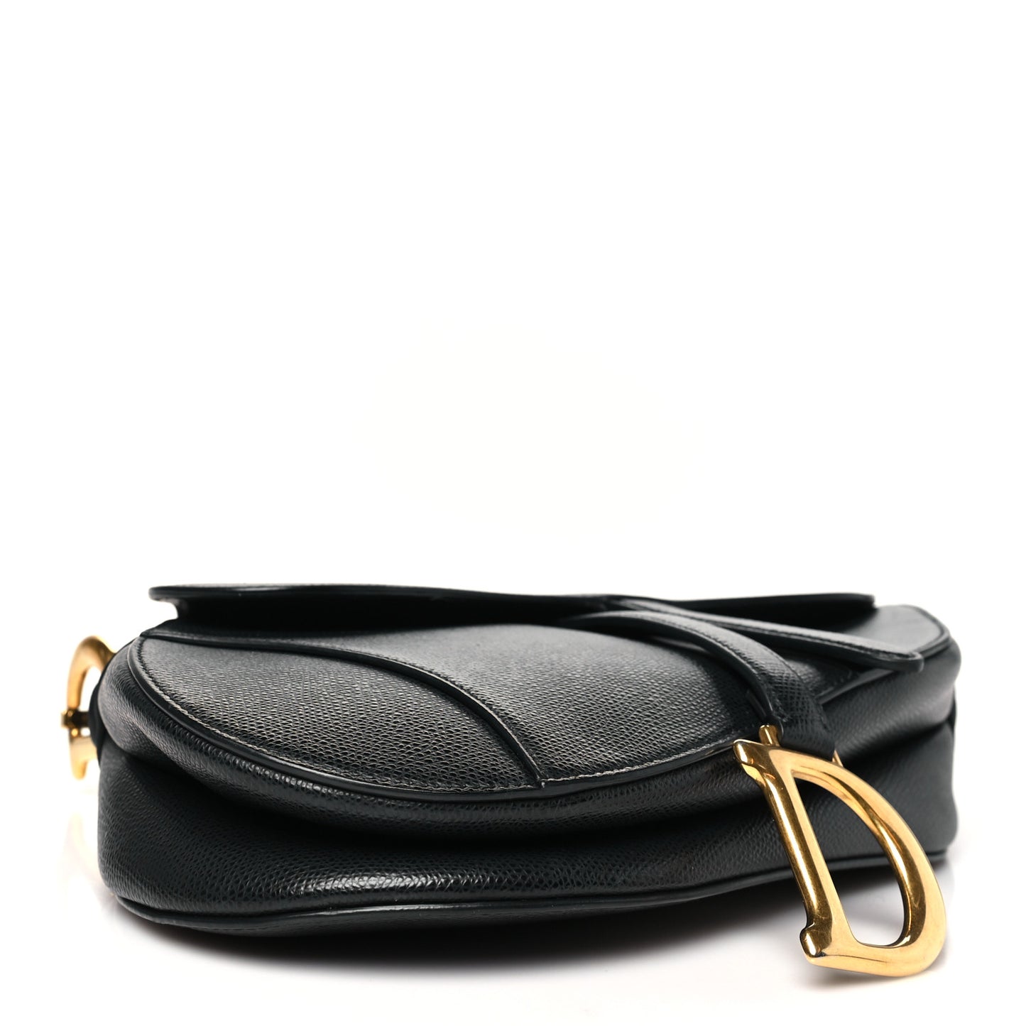 Grained Calfskin Saddle Bag Black